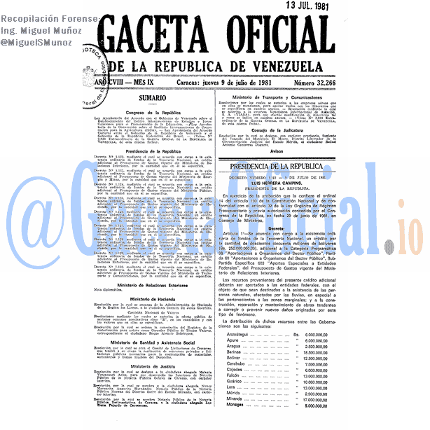 Gaceta Oficial 32266 del 9 Julio 1981