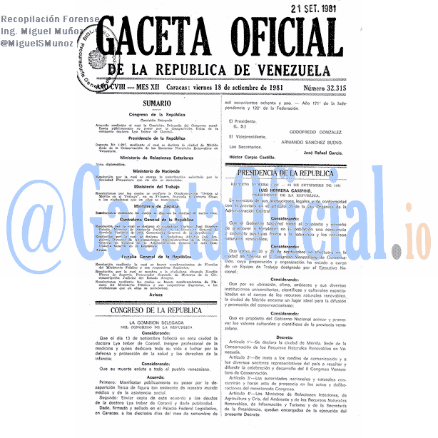 Gaceta Oficial 32315 del 18 Septiembre 1981