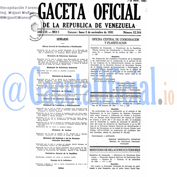 Gaceta Oficial 32344 del 2 Noviembre 1981