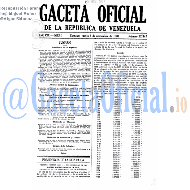Gaceta Oficial 32347 del 5 Noviembre 1981
