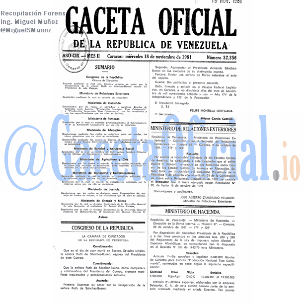 Gaceta Oficial 32356 del 18 Noviembre 1981