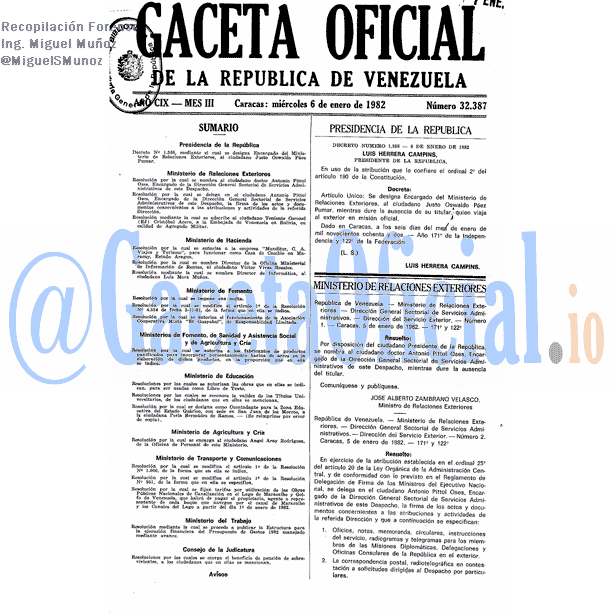 Gaceta Oficial 32387 del 6 Enero 1982