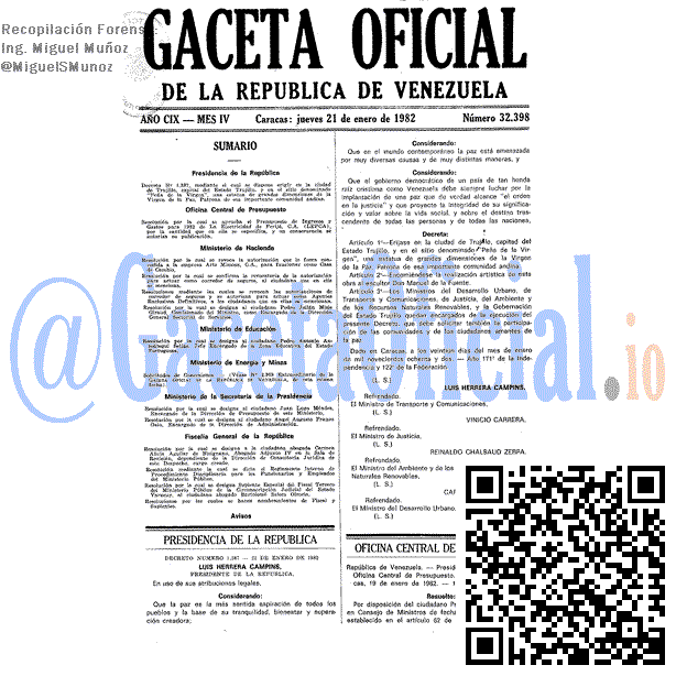 Gaceta Oficial 32398 del 21 Enero 1982