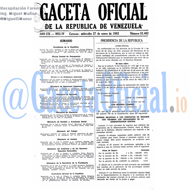 Gaceta Oficial 32402 del 27 Enero 1982