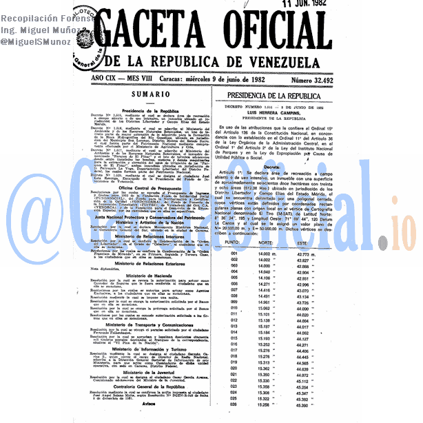 Gaceta Oficial 32492 del 9 Junio 1982