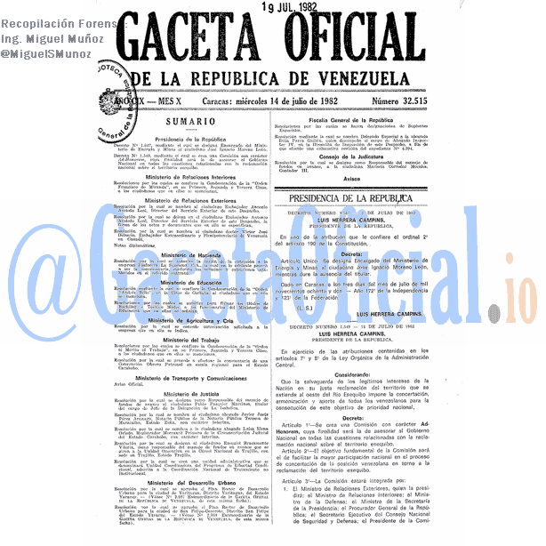 Gaceta Oficial 32515 del 14 Julio 1982