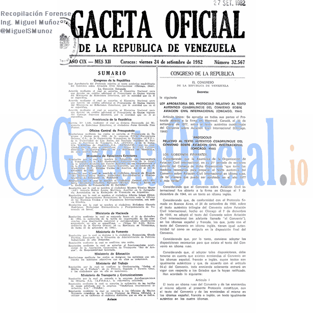Gaceta Oficial 32567 del 24 Septiembre 1982