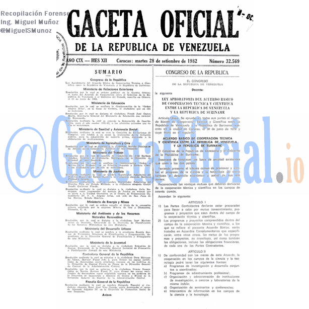 Gaceta Oficial 32569 del 28 Septiembre 1982