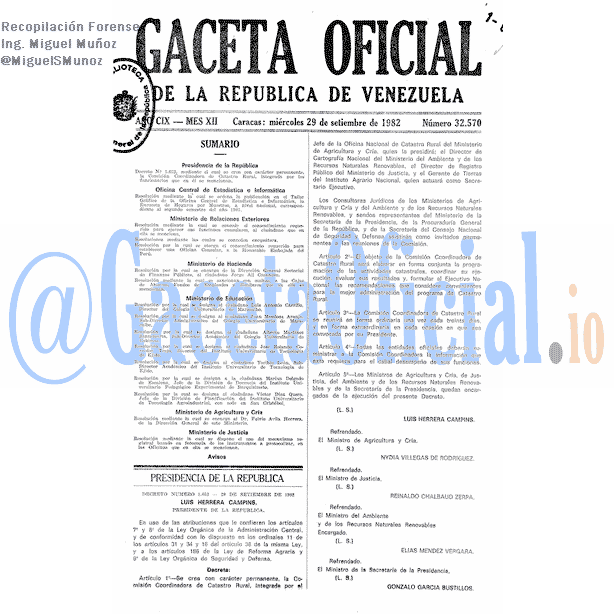 Gaceta Oficial 32570 del 29 Septiembre 1982