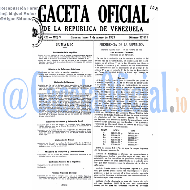 Gaceta Oficial 32679 del 7 Marzo 1983