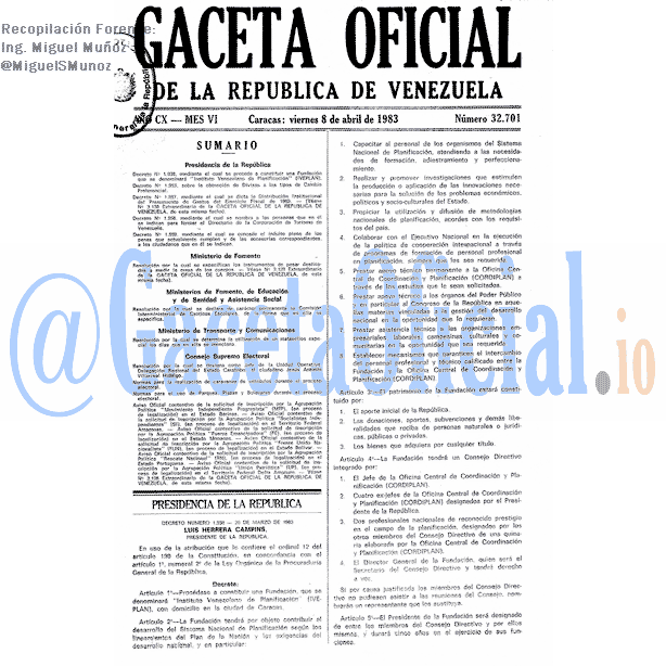 Gaceta Oficial 32701 del 8 Abril 1983