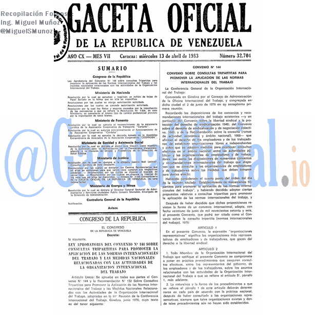 Gaceta Oficial 32704 del 13 Abril 1983