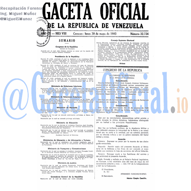 Gaceta Oficial 32736 del 30 Mayo 1983