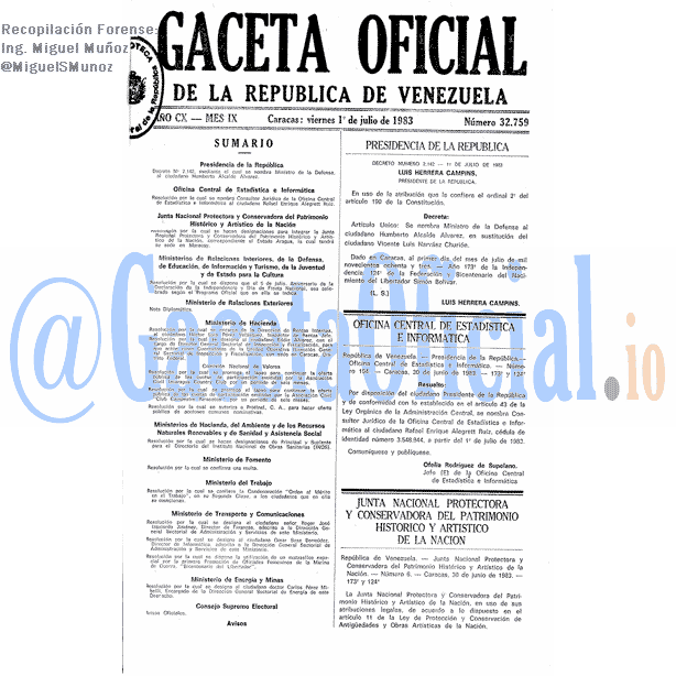 Gaceta Oficial 32759 del 1 Julio 1983