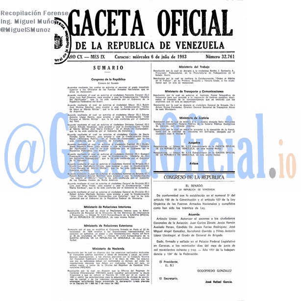 Gaceta Oficial 32761 del 6 Julio 1983