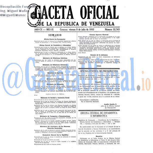 Gaceta Oficial 32763 del 8 Julio 1983