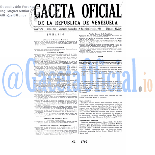 Gaceta Oficial 33066 del 19 Septiembre 1984