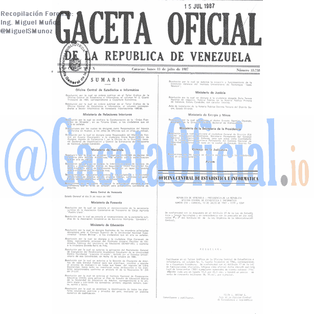 Gaceta Oficial 33758 del 13 Julio 1987