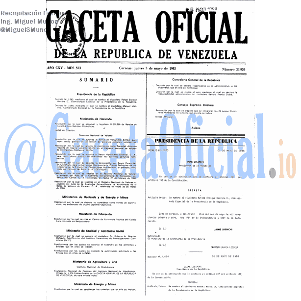 Gaceta Oficial 33959 del 5 Mayo 1988
