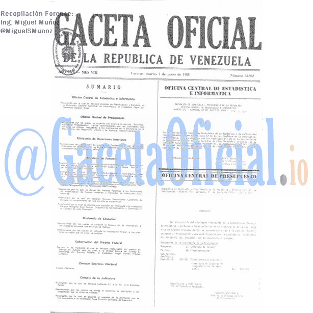 Gaceta Oficial 33982 del 7 Junio 1988