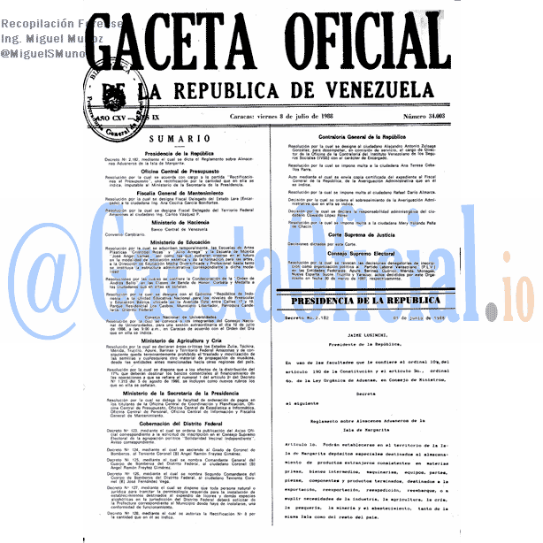 Gaceta Oficial 34003 del 8 Julio 1988