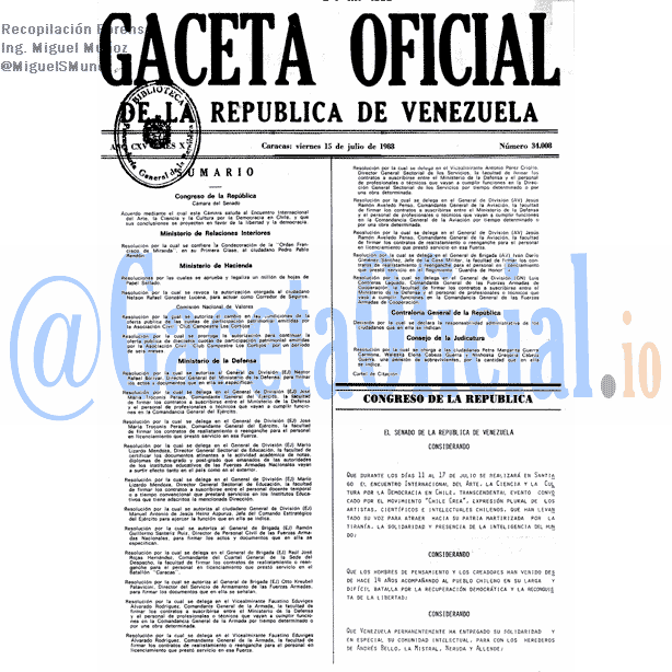 Gaceta Oficial 34008 del 15 Julio 1988