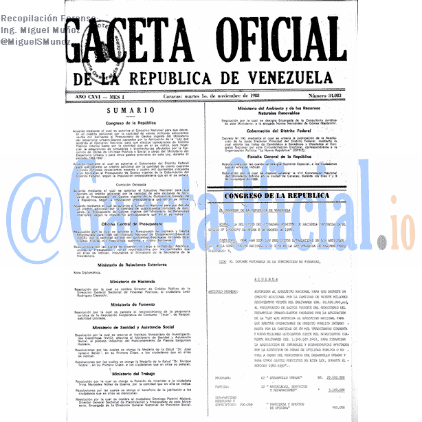 Gaceta Oficial 34083 del 1 Noviembre 1988