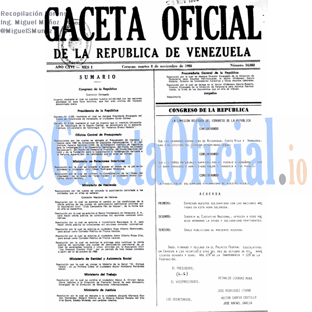 Gaceta Oficial 34088 del 8 Noviembre 1988