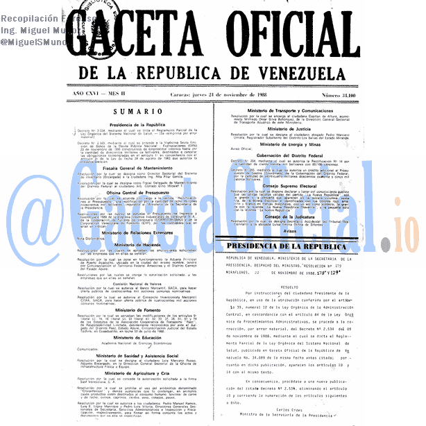 Gaceta Oficial 34100 del 24 Noviembre 1988