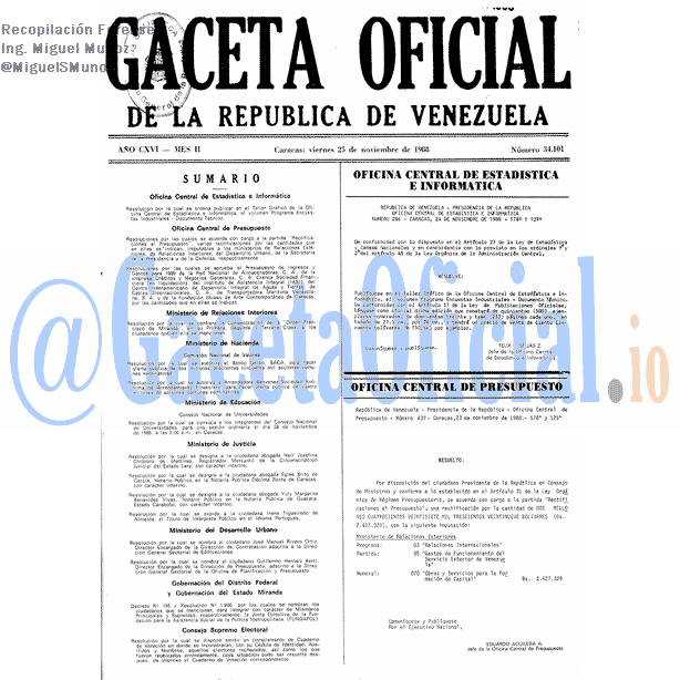 Gaceta Oficial 34101 del 25 Noviembre 1988