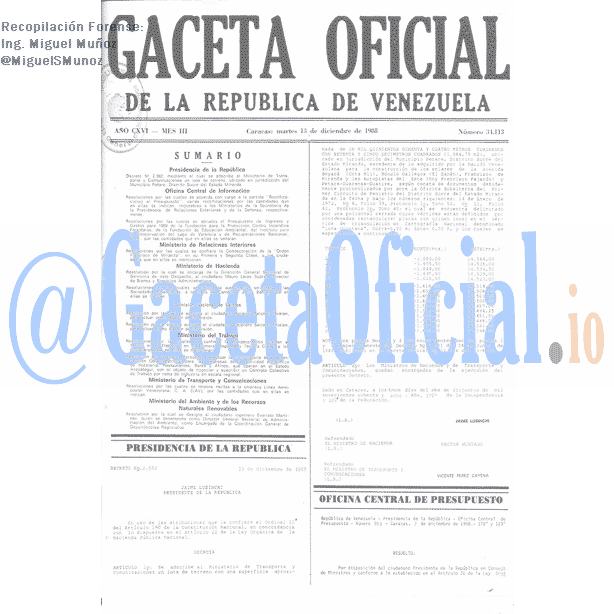 Gaceta Oficial 34113 del 13 Diciembre 1988