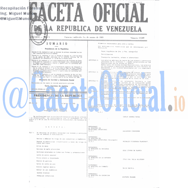 Gaceta Oficial 34169 del 1 Marzo 1989