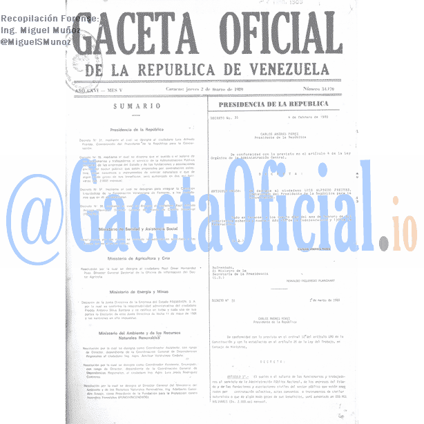 Gaceta Oficial 34170 del 2 Marzo 1989