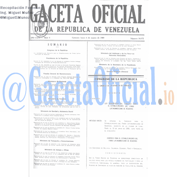 Gaceta Oficial 34172 del 6 Marzo 1989