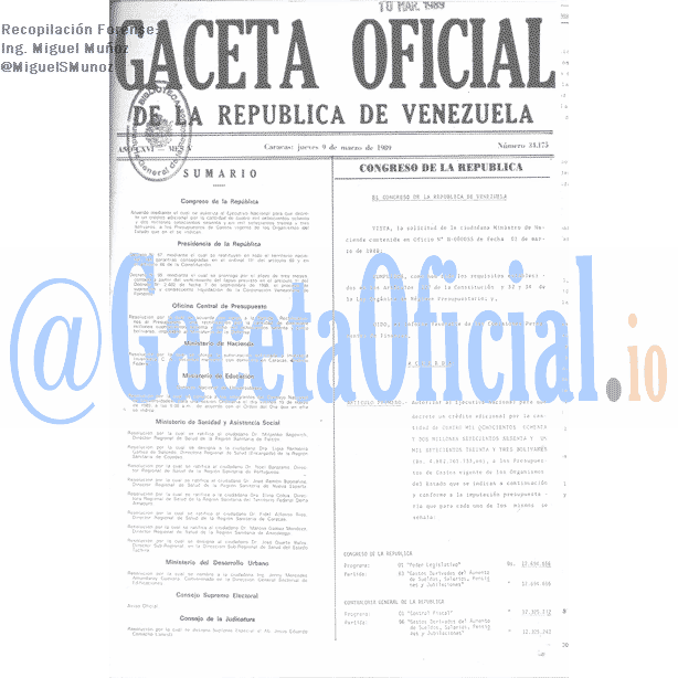 Gaceta Oficial 34175 del 9 Marzo 1989