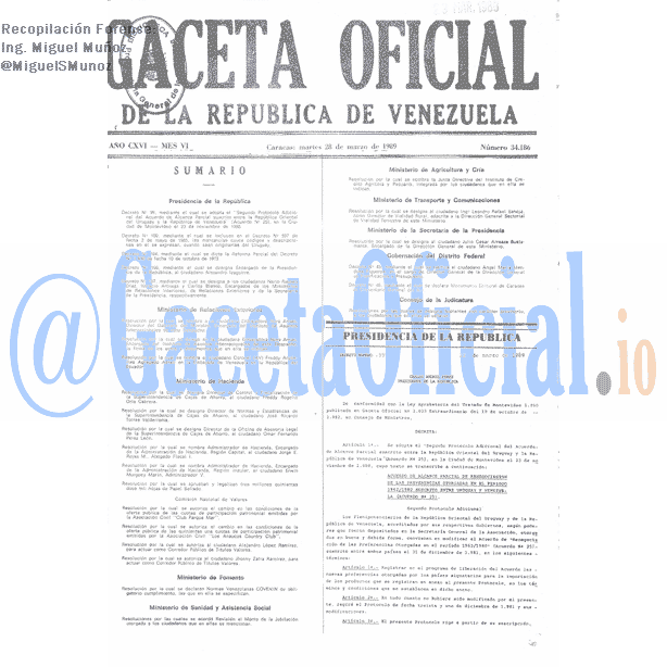 Gaceta Oficial 34186 del 28 Marzo 1989