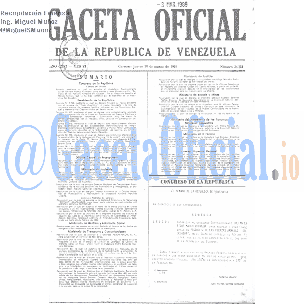 Gaceta Oficial 34188 del 30 Marzo 1989