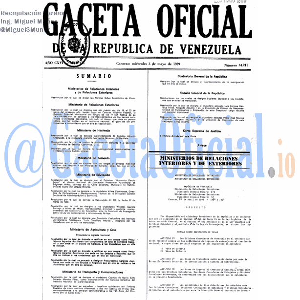 Gaceta Oficial 34211 del 3 Mayo 1989