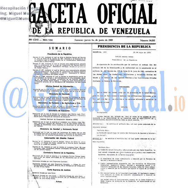 Gaceta Oficial 34232 del 1 Junio 1989