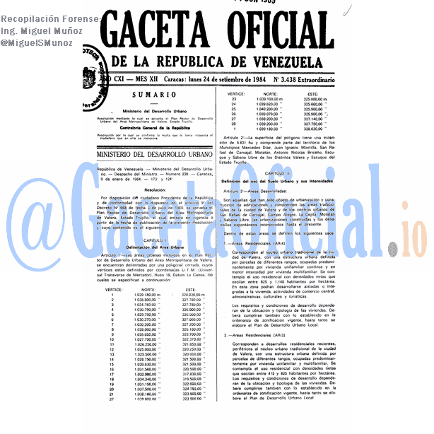 Gaceta Oficial 3438 del 24 Septiembre 1984