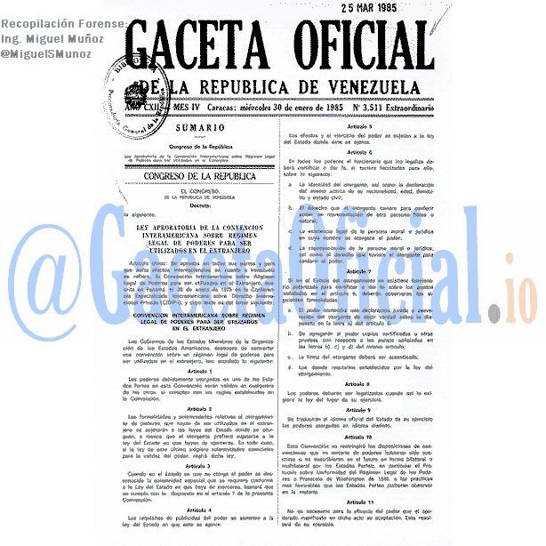 Gaceta Oficial 3511 del 30 Enero 1985