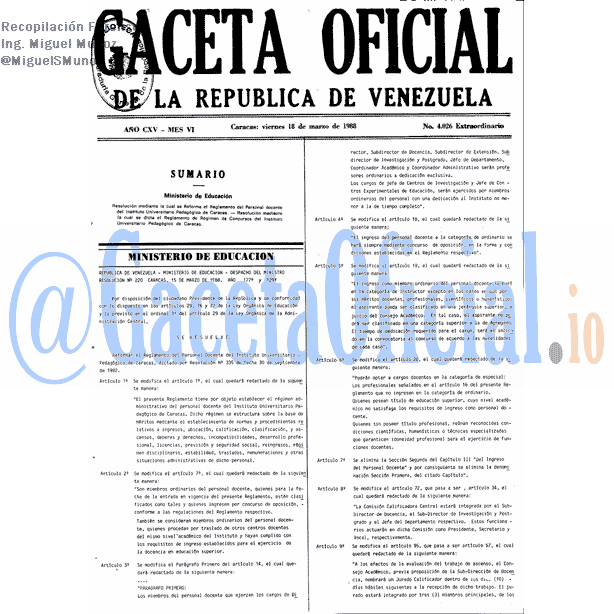 Gaceta Oficial 4026 del 18 Marzo 1988