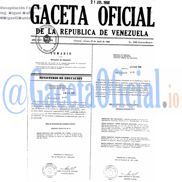 Gaceta Oficial 4029 del 29 Abril 1988