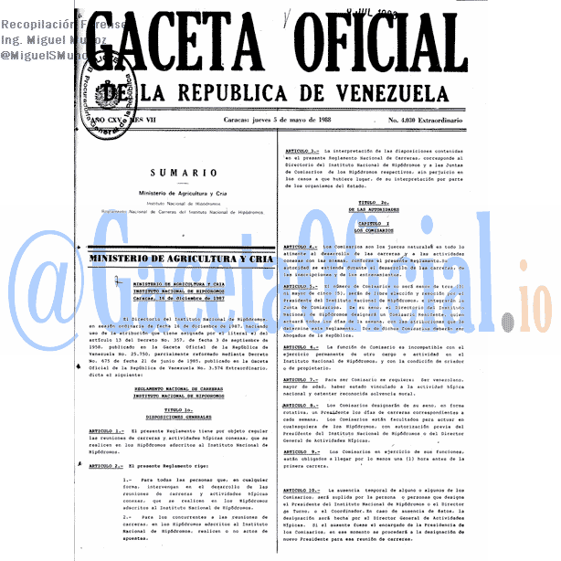 Gaceta Oficial 4030 del 5 Mayo 1988