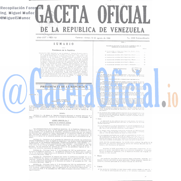 Gaceta Oficial 4040 del 12 Agosto 1988