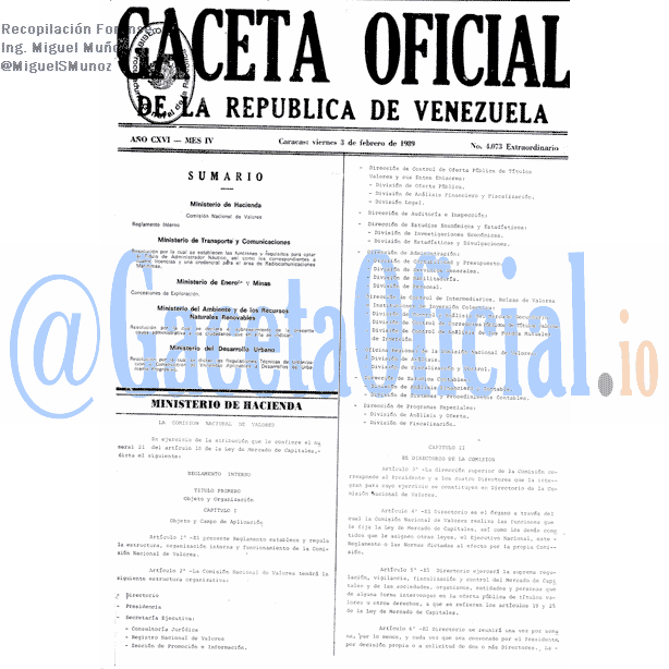 Gaceta Oficial 4073 del 3 Febrero 1989