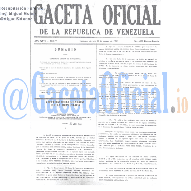 Gaceta Oficial 4078 del 10 Marzo 1989