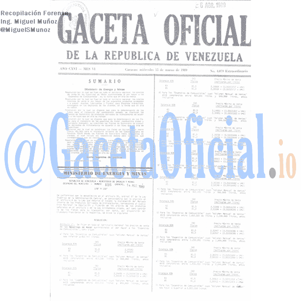 Gaceta Oficial 4079 del 15 Marzo 1989