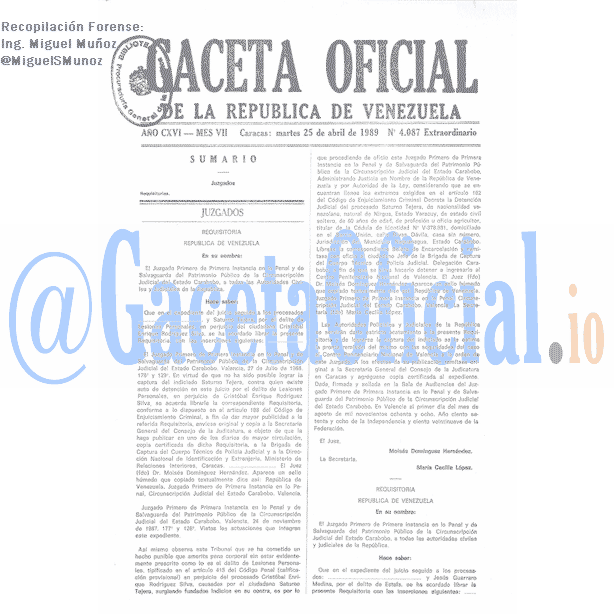 Gaceta Oficial 4087 del 25 Abril 1989