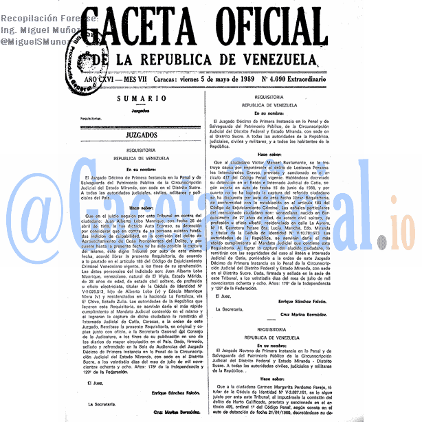 Gaceta Oficial 4090 del 5 Mayo 1989